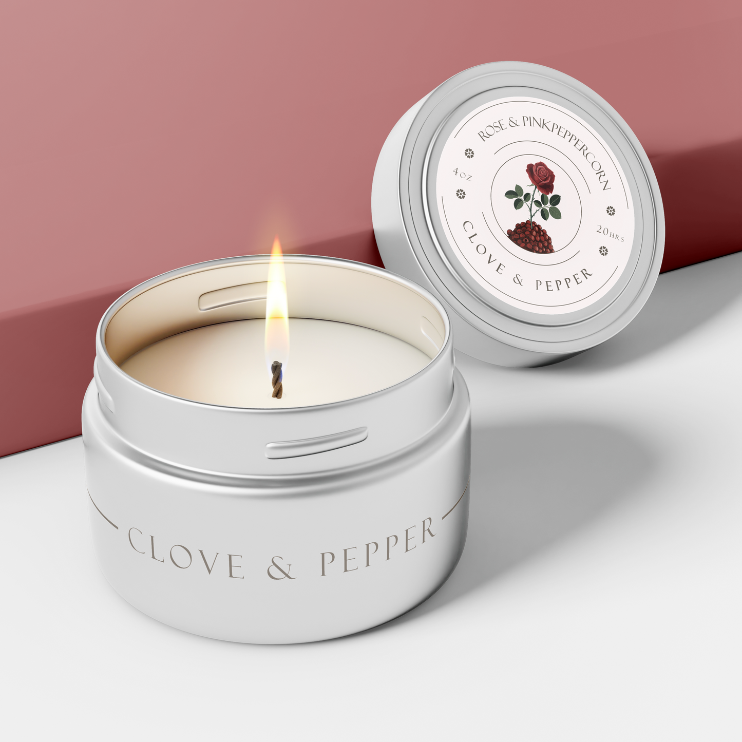 Rose and Pink Peppercorn Candle