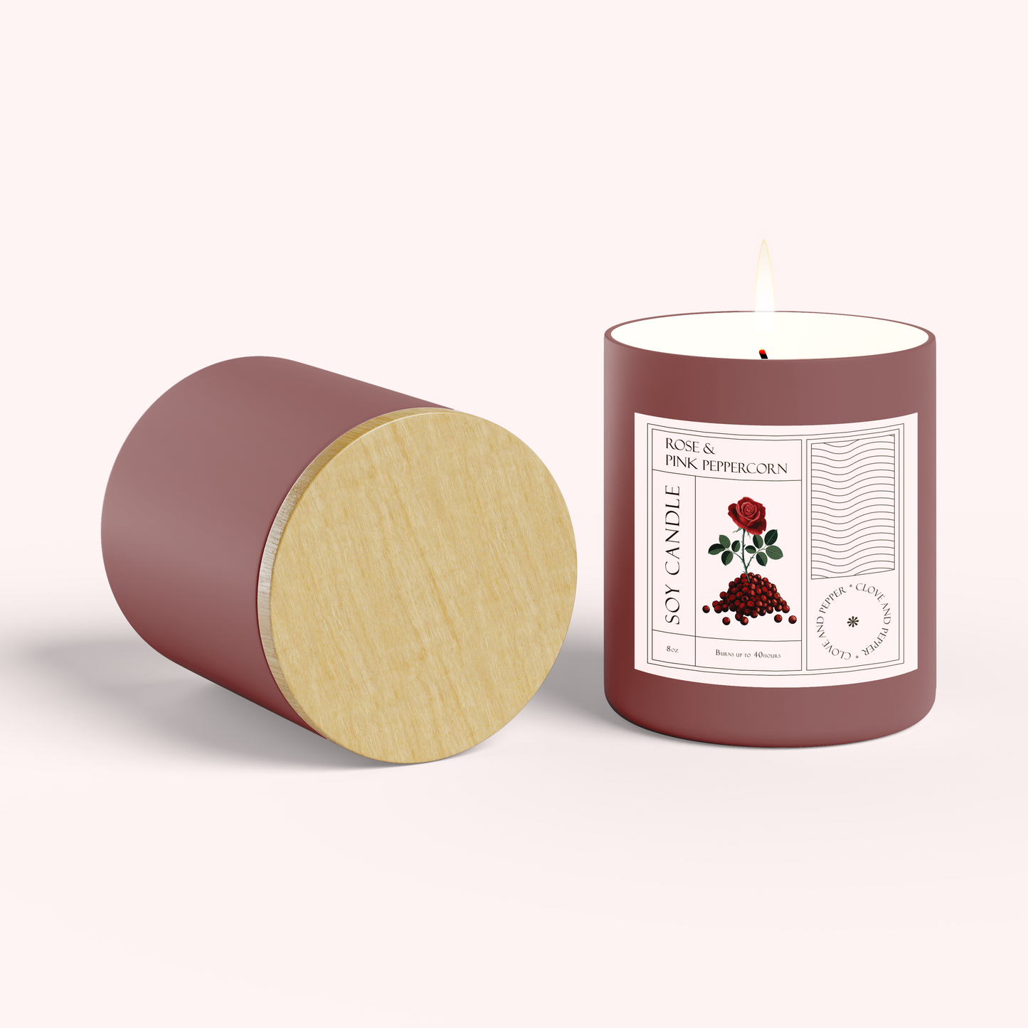 Rose and Pink Peppercorn Candle